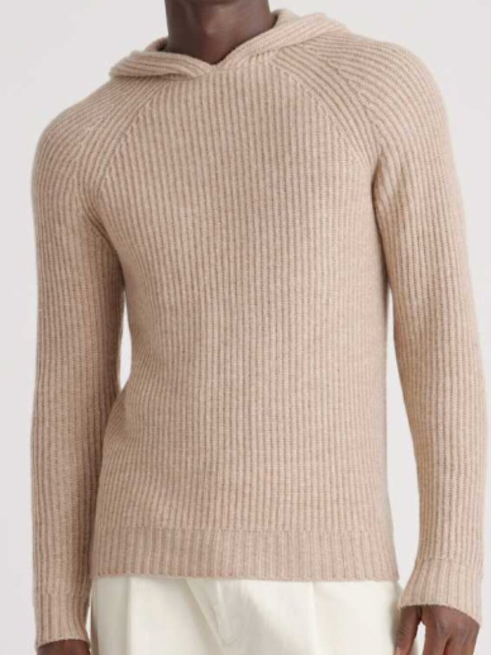 Quince Cashmere Fisherman Pullover Tan Hooded Sweater